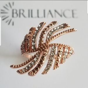 Swarovski Brilliance Rose Gold Leaf Ring NIB